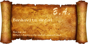 Benkovits Antal névjegykártya